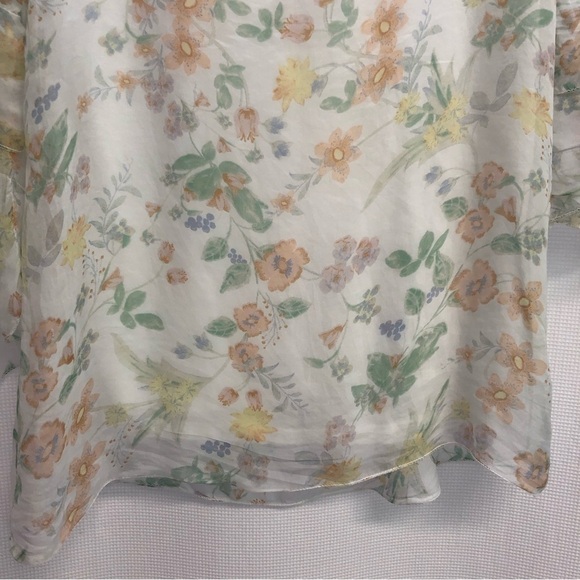 - Giusy 100% Silk White Floral Sheer Boho Blouse Small romantic - Picture 2 of 10